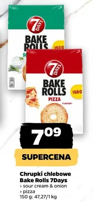 Chrupki chlebowe Bake Rolls 7Days sour cream & onion promocja w Netto