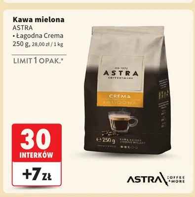Kawa mielona Łagodna Crema Astra promocja w Intermarche
