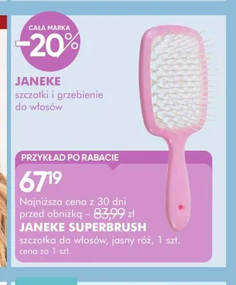 Szczotka do włosów Superbrush jasny róż Janeke promocja w Super-Pharm