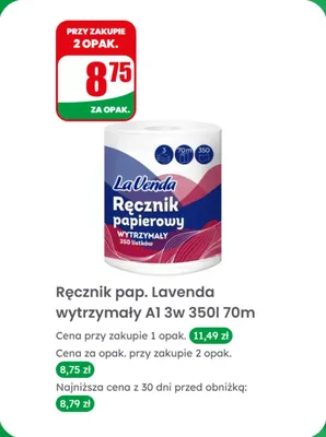 Ręcznik papierowy wytrzymały 3 warstwy, 70 m promocja w Dino