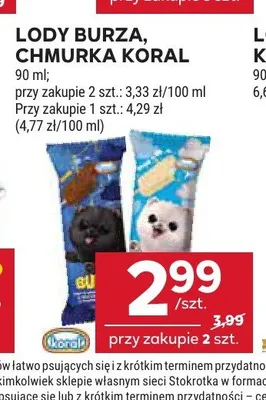 Lody Chmurka Koral promocja w Stokrotka