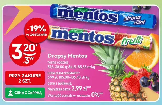 Dropsy Mentos Fruit promocja w Żabka
