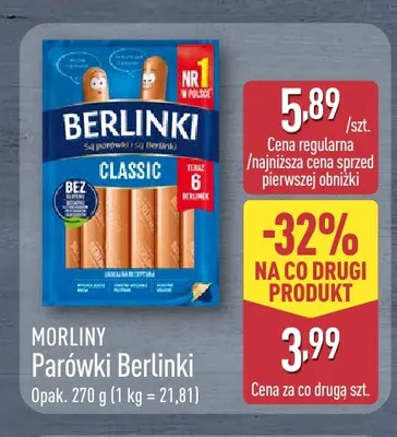 Parówki Berlinki Classic Morliny promocja w Aldi
