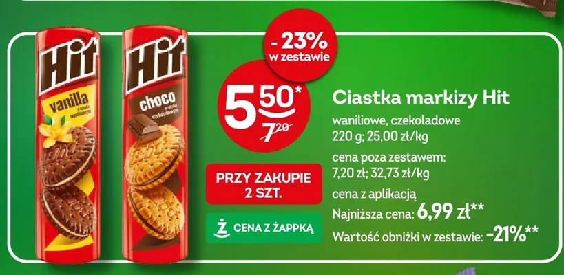 Ciastka markizy waniliowe, czekoladowe promocja w Żabka