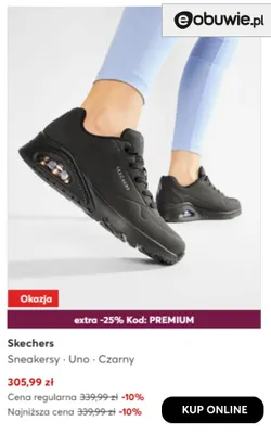 Sneakersy Uno czarny Skechers promocja w eobuwie.pl