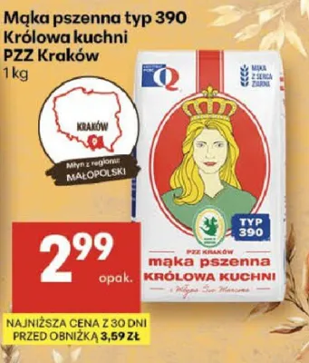 Mąka pszenna typ 390 Królowa kuchni promocja w Delikatesy Centrum