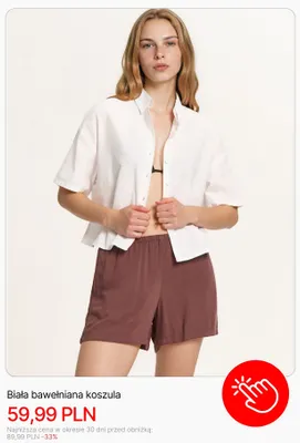 Koszula bawełniana Cropp biała promocja w Cropp