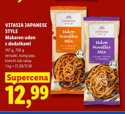 Makaron udon z dodatkami satay Vitasia Japanese Style promocja w Lidl
