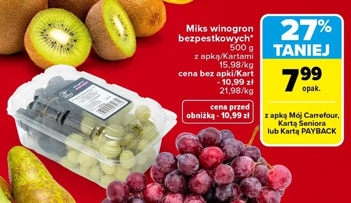 Winogrona bezpestkowe miks Targ Świeżości promocja w Carrefour Market