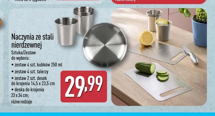 Naczynia ze stali nierdzewnej deska do krojenia 23x34 cm promocja w Aldi