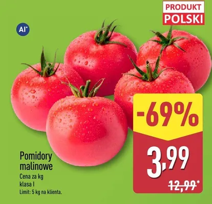 Pomidory malinowe polskie promocja w Aldi