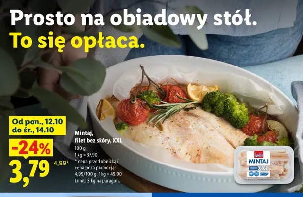 Mintaj filet bez skóry XXL Abramczyk promocja w Lidl