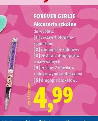 Długopis brokatowy Forever Girlie promocja w Lidl
