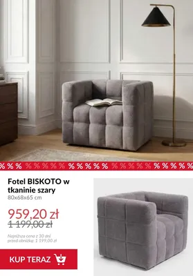Fotel BISKOTO w tkaninie szary promocja w Homla
