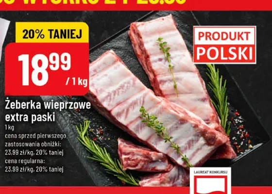 Żeberka wieprzowe extra paski promocja w POLOmarket