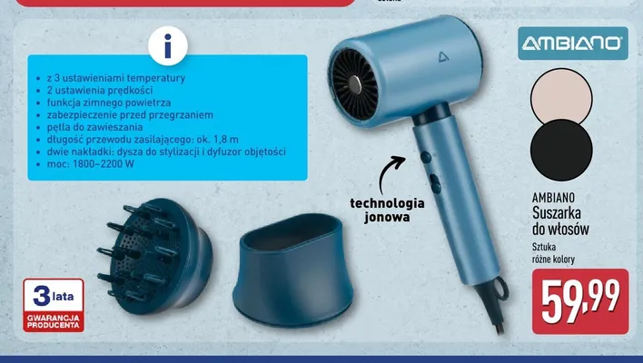 Suszarka do włosów Ambiano promocja w Aldi