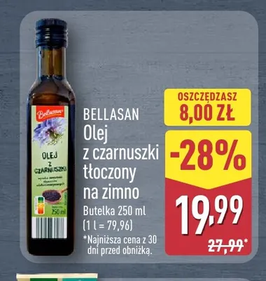 Olej z czarnuszki tłoczony na zimno Bellasan promocja w Aldi
