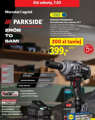 Akumulatorowy klucz udarowy 20V promocja w Lidl