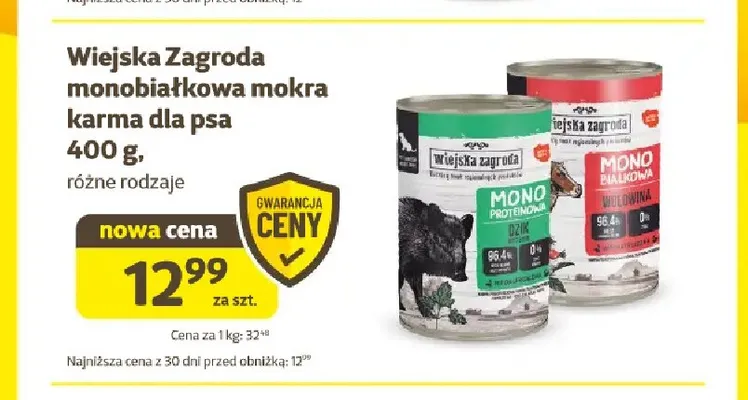 Wiejska Zagroda monobiałkowa mokra karma dla psa promocja w Super Zoo