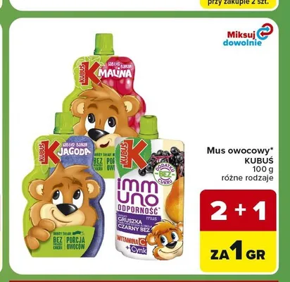 Mus owocowy Kubuś jabłko banan malina promocja w Carrefour Express