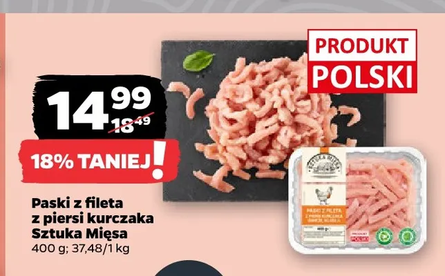 Paski z fileta z piersi kurczaka Sztuka Mięsa promocja w Netto
