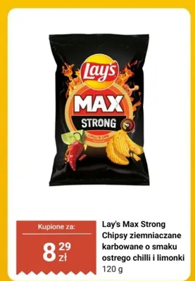 Max Strong chipsy ziemniaczane karbowane o smaku ostrego chilli i limonki promocja w Biedronka