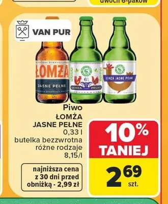 Piwo Łomża Jasne Pełne promocja w Carrefour