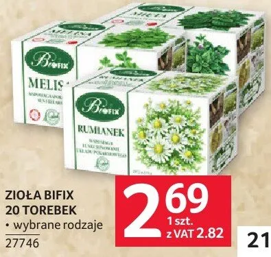 Zioła Bifix 20 torebek promocja w Selgros