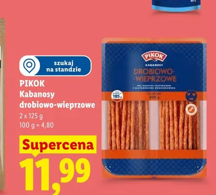 Kabanosy drobiowo-wieprzowe Pikok 2-pak promocja w Lidl