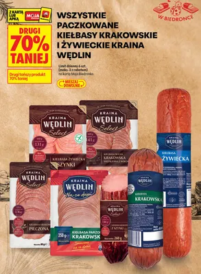 Kiełbasa sucha krakowska wieprzowa z wołowiną Kraina Wędlin Select promocja w Biedronka