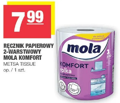Ręcznik papierowy 2-warstwowy Mola Komfort promocja w SPAR