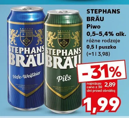 Piwo 0,5-5,4% alk. różne rodzaje promocja w Kaufland