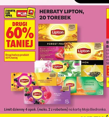 Herbata czarna Lipton Forest Fruit 20-pak promocja w Biedronka