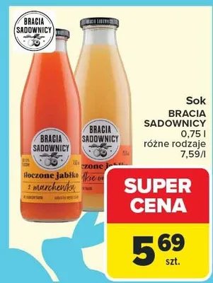 Sok Bracia Sadownicy różne rodzaje promocja w Carrefour Market