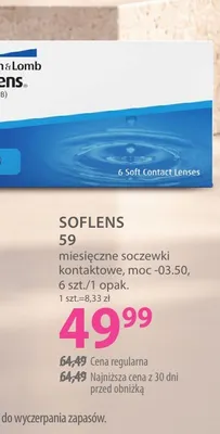 Miesięczne soczewki kontaktowe SofLens 59 moc -03,50 promocja w Hebe