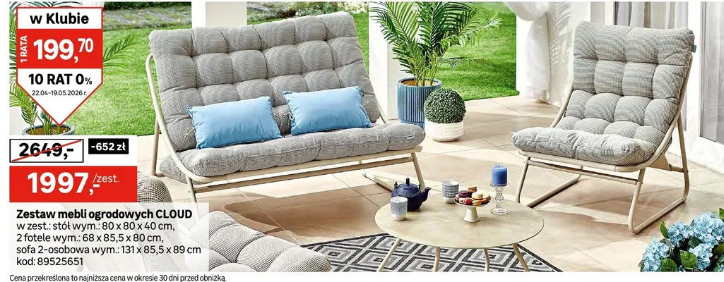 Zestaw mebli ogrodowych cloud promocja w Leroy Merlin