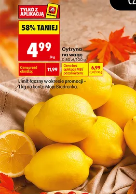 Cytryny na wagę promocja w Biedronka