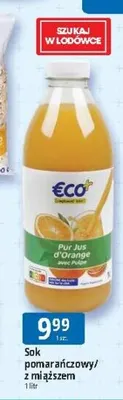 Sok pomarańczowy z miąższem Eco+ promocja w Leclerc