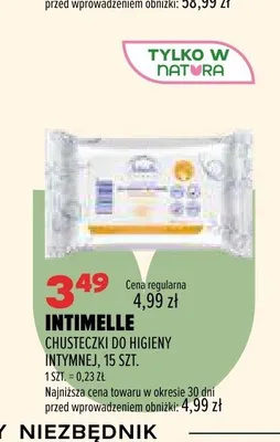 Chusteczki do higieny intymnej Intimelle 15 szt. promocja w Drogerie Natura