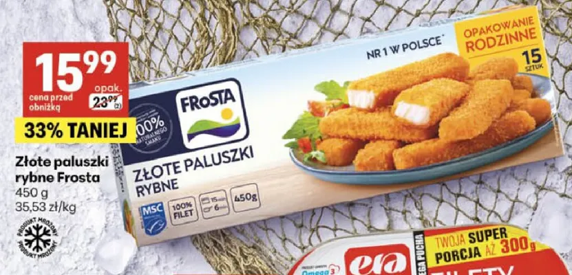 Złote paluszki rybne Frosta promocja w Delikatesy Centrum
