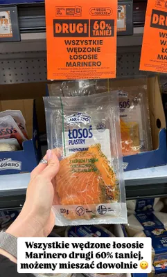 Łosoś plastry marynowany z koprem i sokiem chrzanowo-śmietanowym promocja w Biedronka