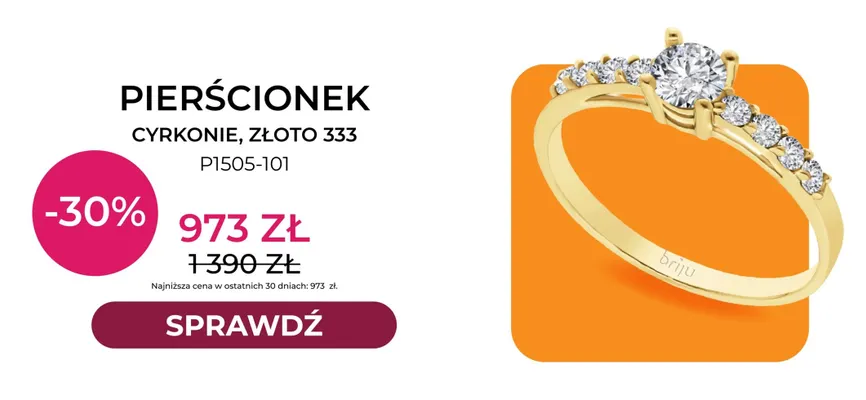 Pierścionek cyrkonie złoto 333 P1505-101 Briju promocja w Briju