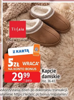 Kapcie damskie Tissaia promocja w Leclerc