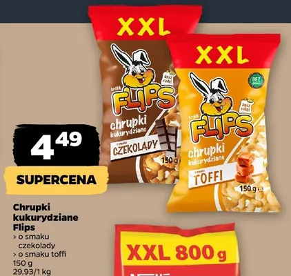 Chrupki kukurydziane Flips o smaku toffi promocja w Netto