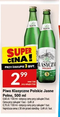 Piwo Klasyczne Polskie Jasne Pełne promocja w Twój Market