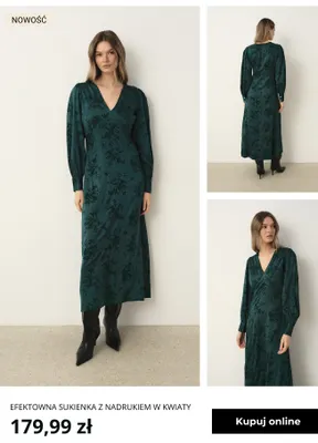 Efektowna sukienka z nadrukiem w kwiaty Greenpoint promocja w Greenpoint