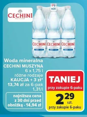 Woda mineralna Cechini Muszyna 6-pak promocja w Carrefour