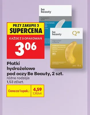 Płatki hydrożelowe pod oczy Be Beauty Hyaluronic Acid promocja w Biedronka