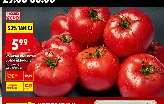 Pomidory malinowe polskie układane promocja w Biedronka