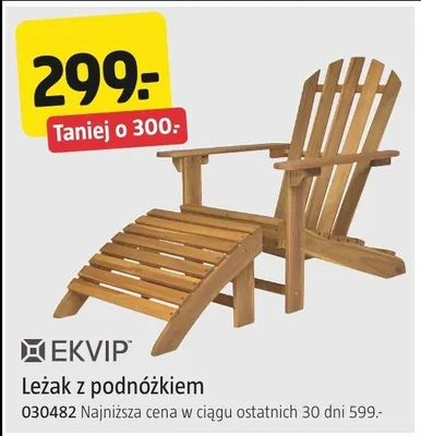 Leżak ogrodowy z podnóżkiem Ekvip promocja w Jula